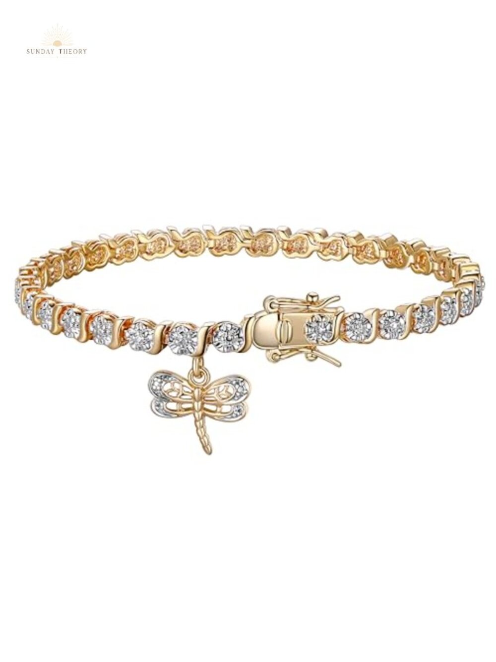 Bronze Plated Diamond Accent Charm Tennis Bracelet Link Chain Women